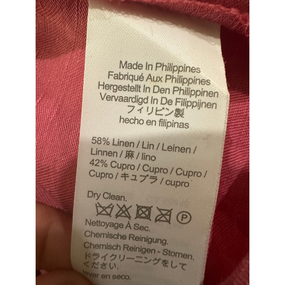 J.Crew Pink Linen Blend Wrap Dress V-Neck Cap Sleeve Size 14 - Picture 5 of 7